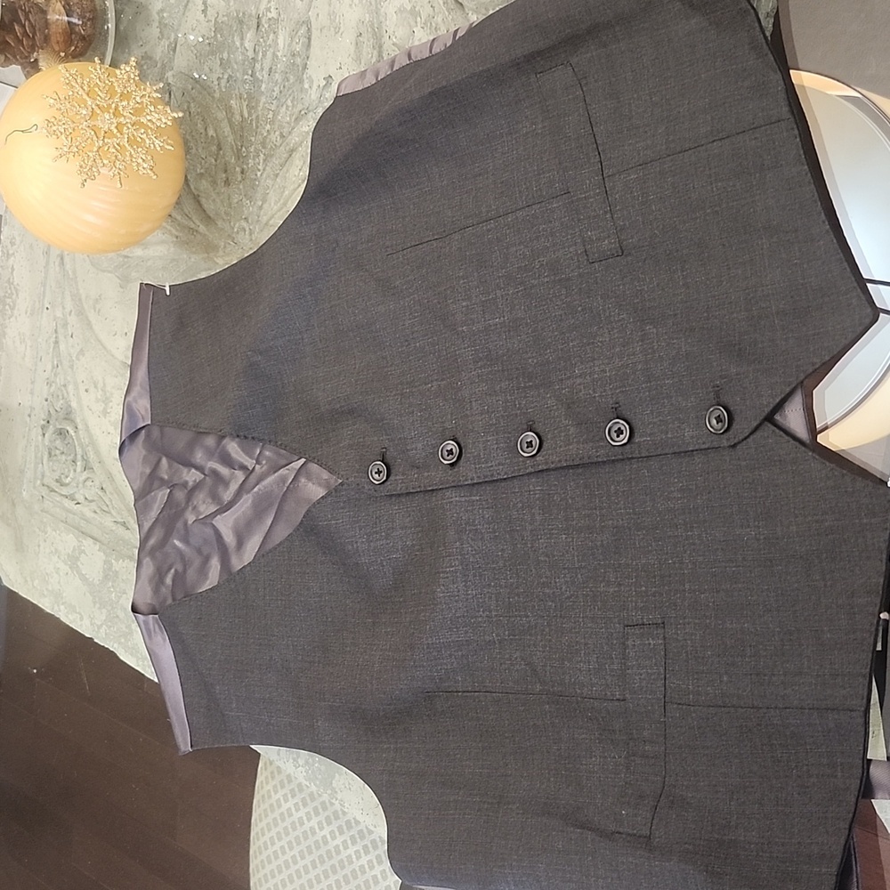 Elegant Gray Wool Fabric Mens Suit Vest Large